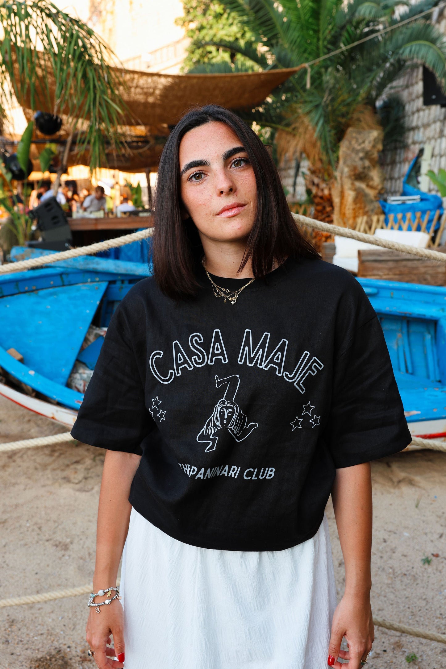 Casa Maje linen tee black