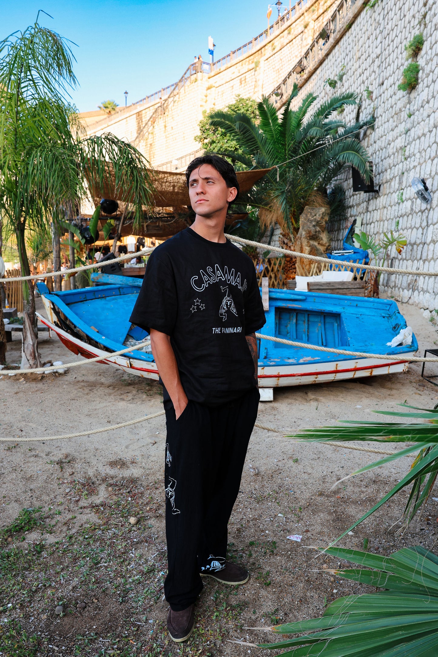 Casa Maje linen tee black