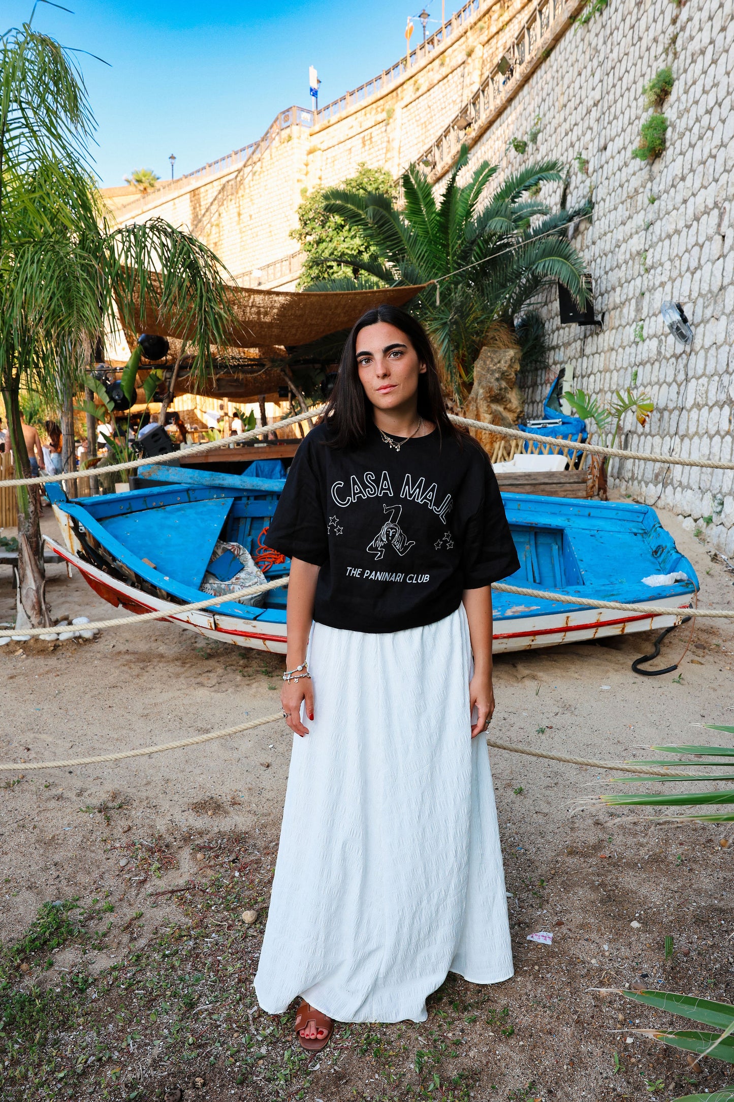 Casa Maje linen tee black